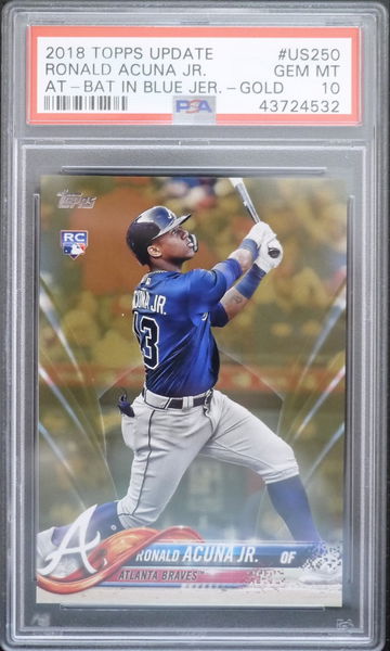 PSA 10 - 2018 TOPPS UPDATE RONALD ACUNA JR. RC #US250 (0036/2018) GOLD