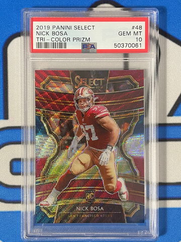 2019 Panini Select Nick Bosa RC Tri-Color Prizm /199 PSA 10