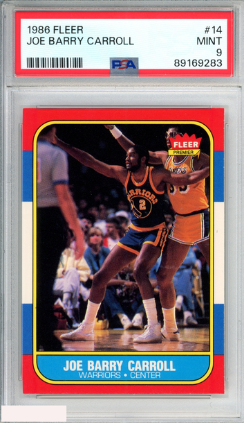 1986 FLEER JOE BARRY CARROLL #14 GOLDEN STATE WARRIORS PSA 9 MINT