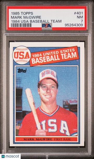 1985 Topps Mark Mcgwire #401 1984 Usa Baseball Team PSA 7