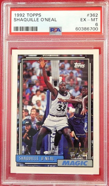 Shaquille O'neal Topps NBA Basketball Card 1992 #362 PSA 6