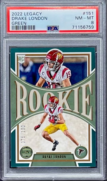 2022 Legacy Drake London Rookie Green PSA 8