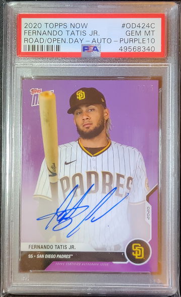 2020 Topps Now RTOD Fernando Tatis Jr Purple Auto PSA 10 #14/25