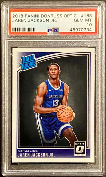 2018 Jaren Jackson Jr Rookie Card PSA 10. Donruss Optic Rated Rookie #188 (JJJ)