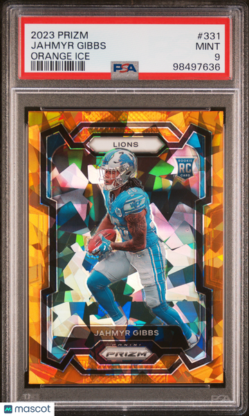 2023 Panini Prizm Jahmyr Gibbs #331 Orange Ice PSA 9
