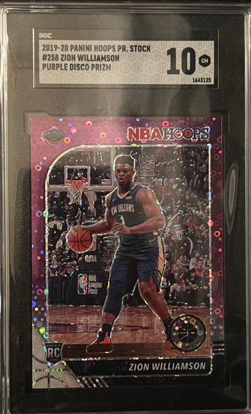 2019 Hoops Premium Stock Purple Disco #258 Zion Williamson Rookie RC SGC 10 GEM MINT