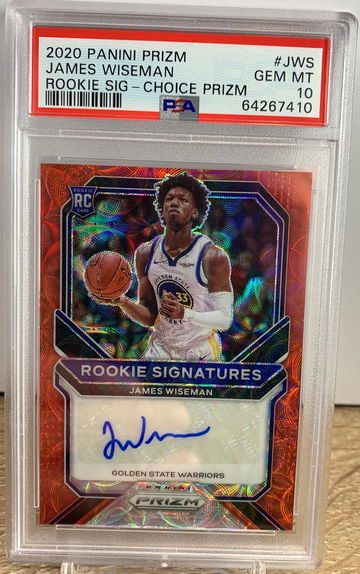 2020 Panini Prizm James Wiseman Rookie Signature Choice Auto Red Rookie PSA 10