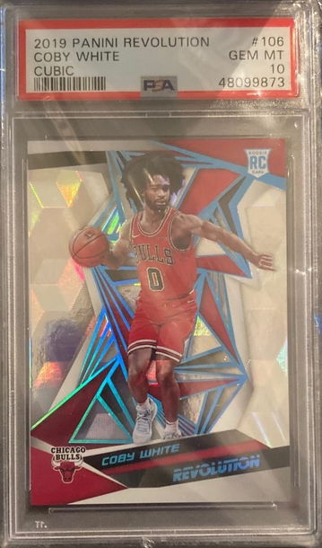 2019-20 Panini Revolution Coby White Rookie RC #/50 Cubic #106 PSA 10