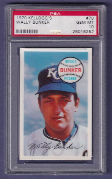 1970 Kellogg's #70 Wally Bunker PSA 10