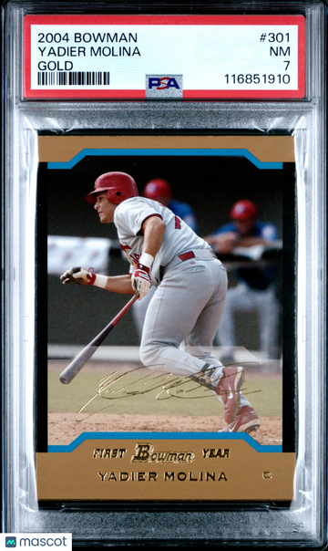 2004 Bowman Yadier Molina #301 Gold PSA 7
