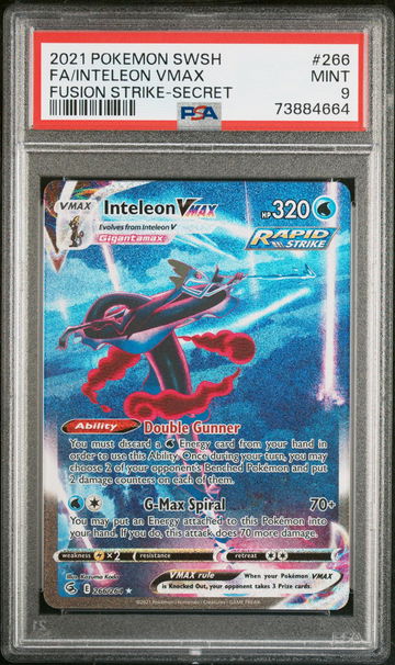 2021 Pokemon Sword and Shield Fusion Strike Secret Rare Inteleon Vmax #266 PSA 9