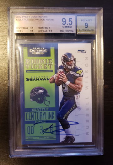 2012 Playoff Contenders Russell Wilson Rookie Ticket Auto RC BGS 9.5