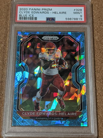 2020 Prizm 🏈 Clyde Edwards-Helaire Blue Ice Rookie /99 PSA 9 CHIEFS RC SP 🔥