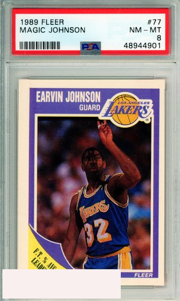 1989 FLEER MAGIC JOHNSON #77 LOS ANGELES LAKERS HOF PSA NM-MT 8