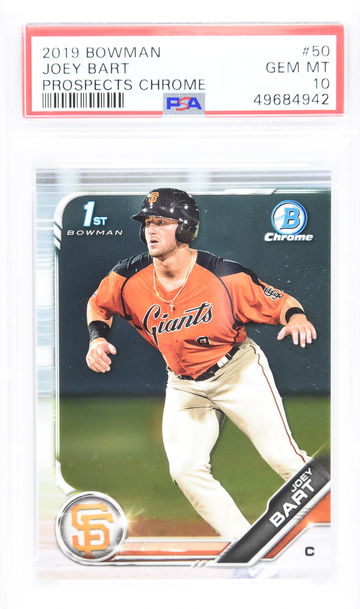 2019 Bowman Chrome Joey Bart PSA 10