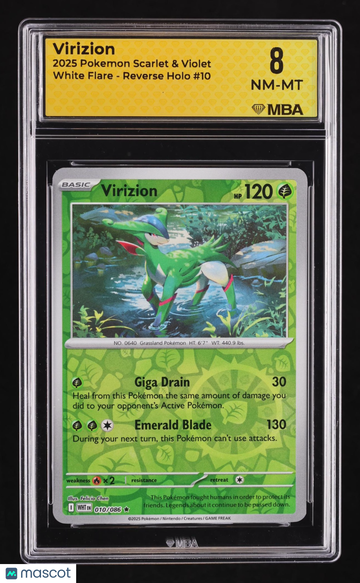 2025 Pokemon Scarlet & Violet White Flare Virizion Reverse Holo MBA 8 #10