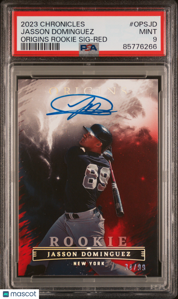 2023 Panini Chronicles Origins Rookie Signatures Jasson Dominguez #OPSJD Red /99 PSA 9