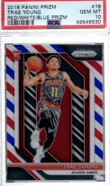 2018-19 Panini Prizm Red White Blue Trae Young RC PSA 10