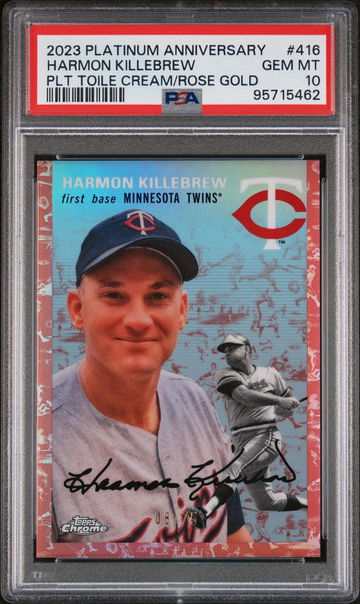 2023 Topps Chrome Plat Anniv Toile Rose Gold Harmon Killebrew #416 /75 PSA 10