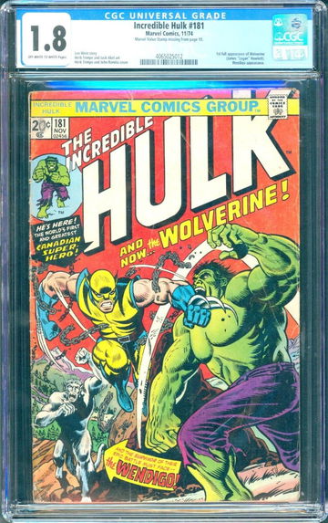 Incredible Hulk #181 (1974) CGC 1.8 -- O/w to white pages; 1st Wolverine app.