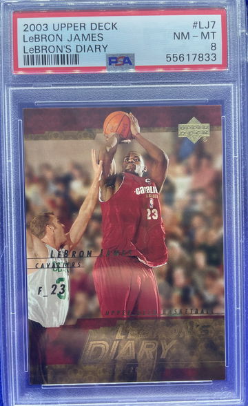 2003-04 LEBRON JAMES UPPER DECK LEBRON’S DIARY PSA 8 NM-MT ROOKIE RC LJ7 CAVS