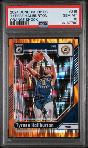 2024 Panini Donruss Optic Orange Shock Tyrese Haliburton #215 /225 PSA 10
