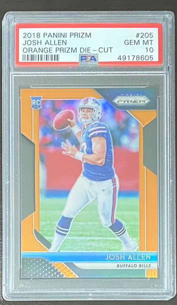 2018 Panini Prizm Orange Die-Cut #205 Josh Allen /249 RC Rookie Gem Mint PSA 10