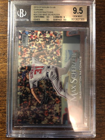 MAX SCHERZER 2019 STADIUM CLUB CHROME SUPERFRACTOR 1/1 BGS 9.5