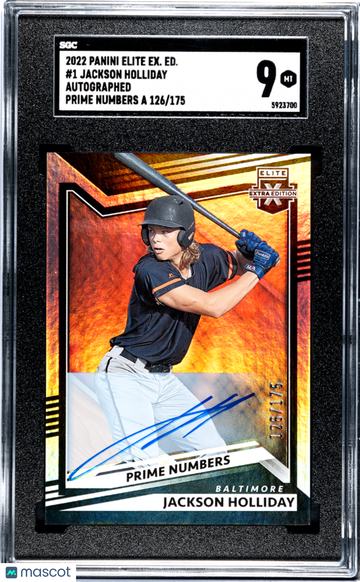 2022 Panini Elite Extra Edition Jackson Holliday #1 Autograph Prime Numbers SGC 9