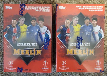 2 x 2020-21 Topps Merlin Soccer Blaster Boxes (See back photo - Topps did a bad job sealing boxes)