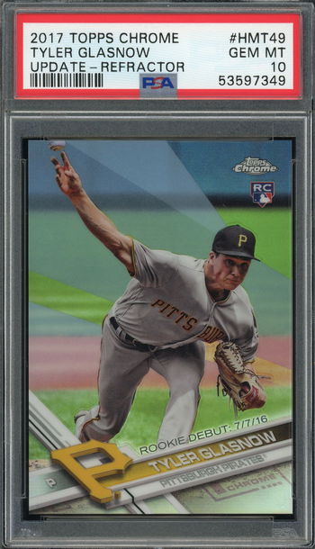 2017 TOPPS CHROME TYLER GLASNOW PIRATES UPDATE-REFRACTOR /250 ROOKIE POP1!