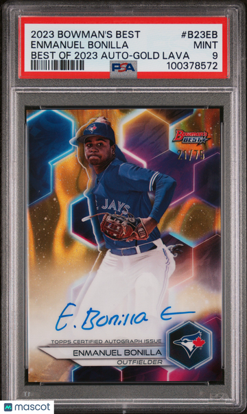 2023 Bowman's Best Best Of 2023 Autographs Enmanuel Bonilla #B23EB Gold Lava /75 PSA 9