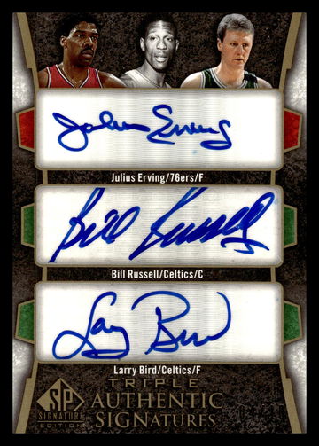 2005-06 Upper Deck SP Signature Edition SP Signature Edition Julius Erving, Bill Russell, Larry Bird TS-ERB