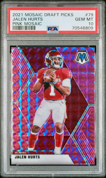 2021 Panini Mosaic Draft Picks Jalen Hurts Pink Prizm 10/25 PSA 10 Gem Mint SSP
