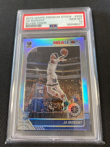 2019 HOOPS PREMIUM JA MORANT SILVER PRIZM PSA 10