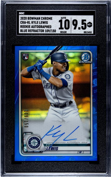 2020 Bowman Chrome CRA-KL Kyle Lewis Autographed Blue Refractor 109/150 SGC 9.5