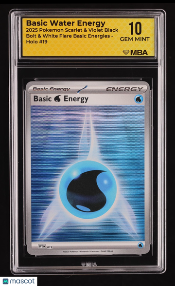 2025 Pokemon Black Bolt & White Flare Basic Energies Basic Water Energy Holo MBA 10 #19