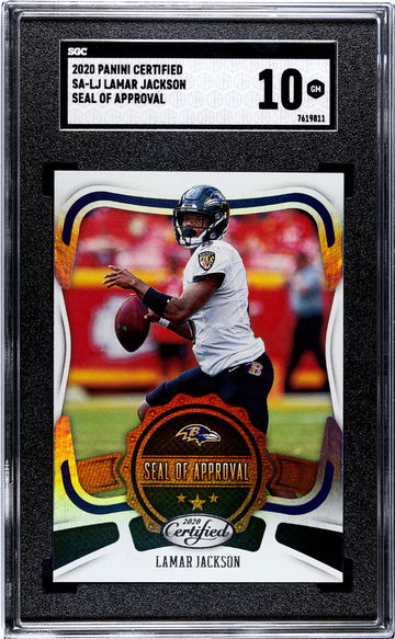 2020 Panini Certified #SA-LJ Lamar Jackson Seal Of Approval SGC 10