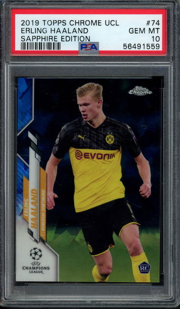 2019 Topps Chrome UCL Sapphire Haaland PSA 10