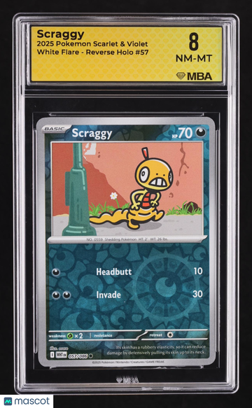 2025 Pokemon Scarlet & Violet White Flare Scraggy Reverse Holo MBA 8 #57