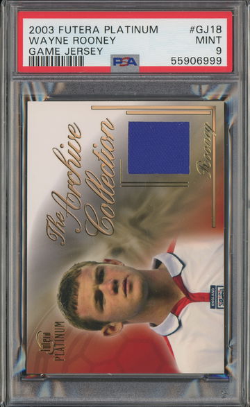 2003 Futera Platinum /250 Wayne Rooney PSA 9 RC Rookie Game Jersey Patch England POP 1