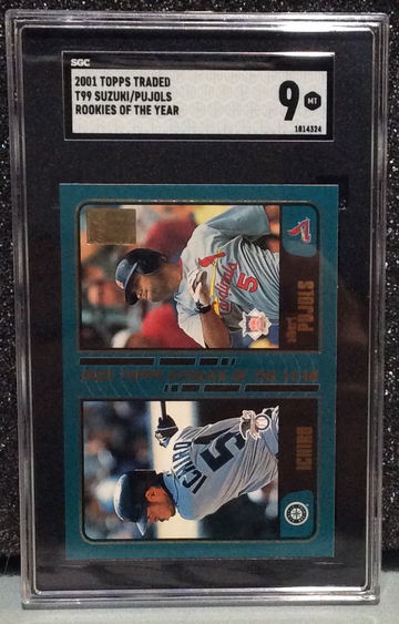 2001 Topps Traded Pujols Ichiro RC Rookies of the Year T99 SGC 9