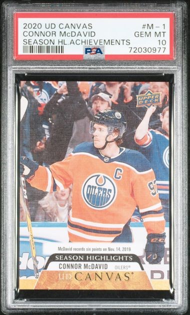 2020-21 Upper Deck Canvas Season Highlights Achievements #M-1 Connor McDavid PSA 10