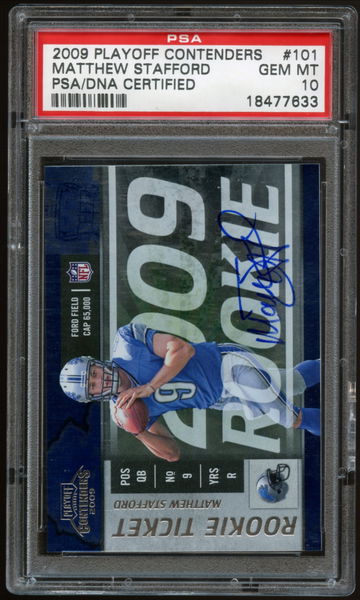 2009 Playoff Contenders MATTHEW STAFFORD #101 Autograph Auto Rookie Card RC - PSA 10