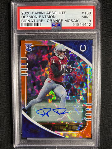 2020 Panini Desmond Patmon Absolute Orange Mosaic Signature /75 Rookie PSA 9