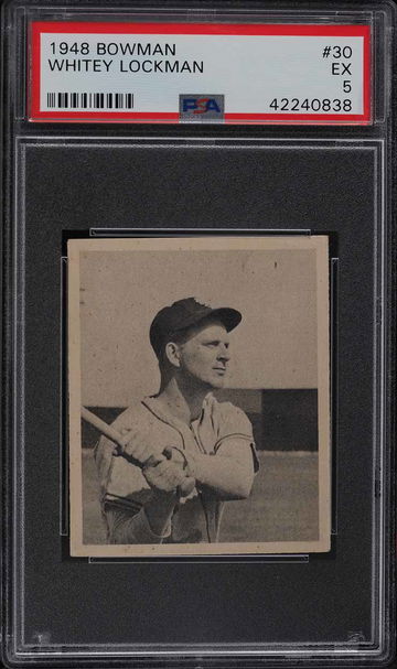 1948 Bowman Baseball Whitey Lockman #30 PSA 5 SHORT PRINT CENTERED!