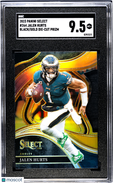 2023 Panini Select Jalen Hurts #264 Black Gold Die Cut Prizm SGC 9.5
