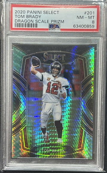 2020 Select Tom Brady Club level Dragon Scale Prizm Diamond #/67 Tmall PSA 8
