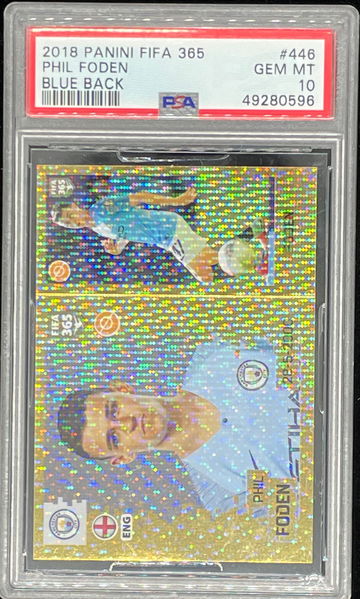 2018 Panini FIFA 365 Phil Foden Rookie Sticker RS PSA 10 gem mint Manchester city
