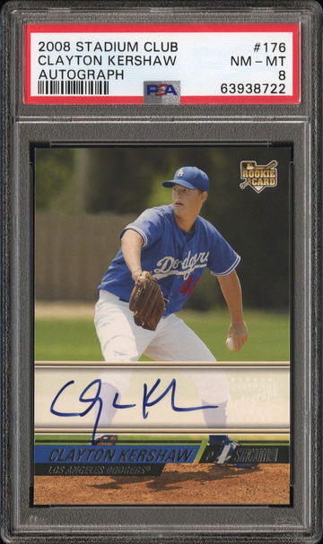 2008 Topps Stadium Club Clayton Kershaw #176 Rookie Auto RC Autograph PSA 8